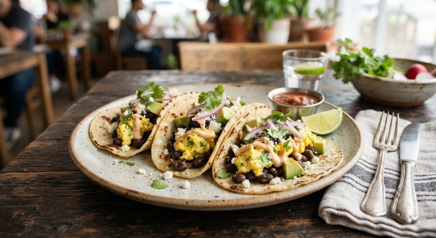 Black Bean and Scrambled Egg Breakfast Tacos