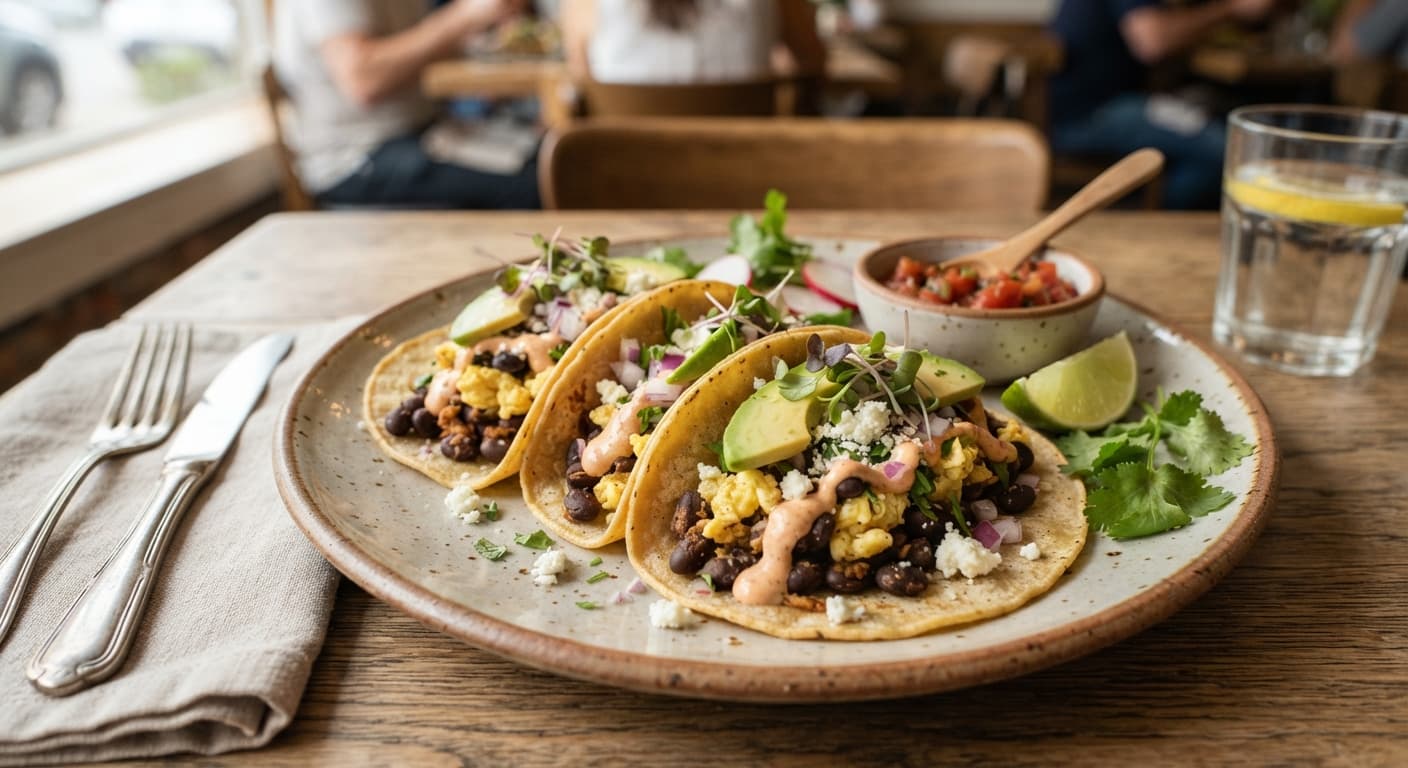 Black Bean Breakfast Tacos with Avocado