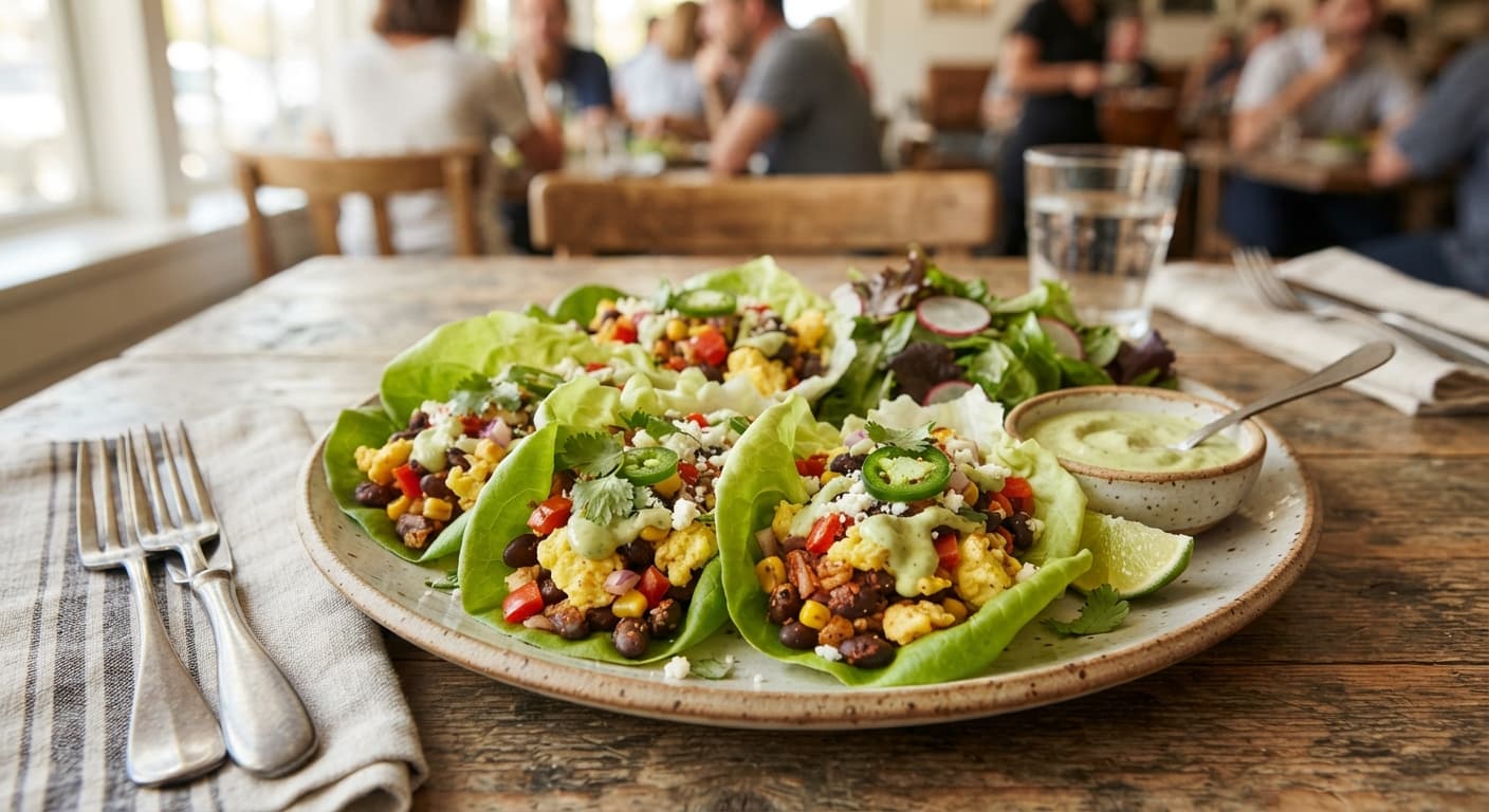 Black Bean & Egg Breakfast Lettuce Wraps