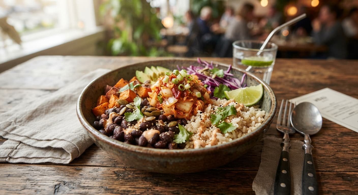 Black Bean Rice Bowl with Kimchi Salsa