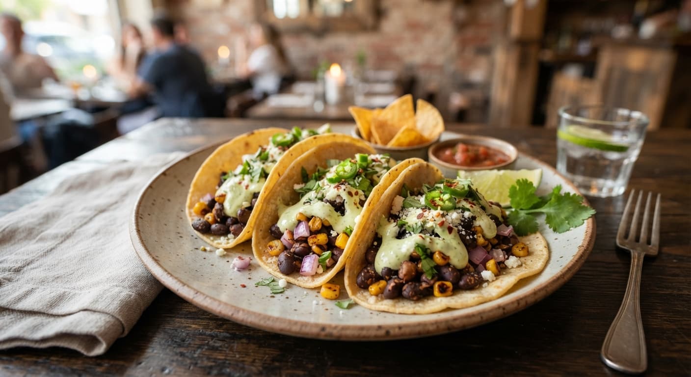 Black Bean Tacos with Lime Crema