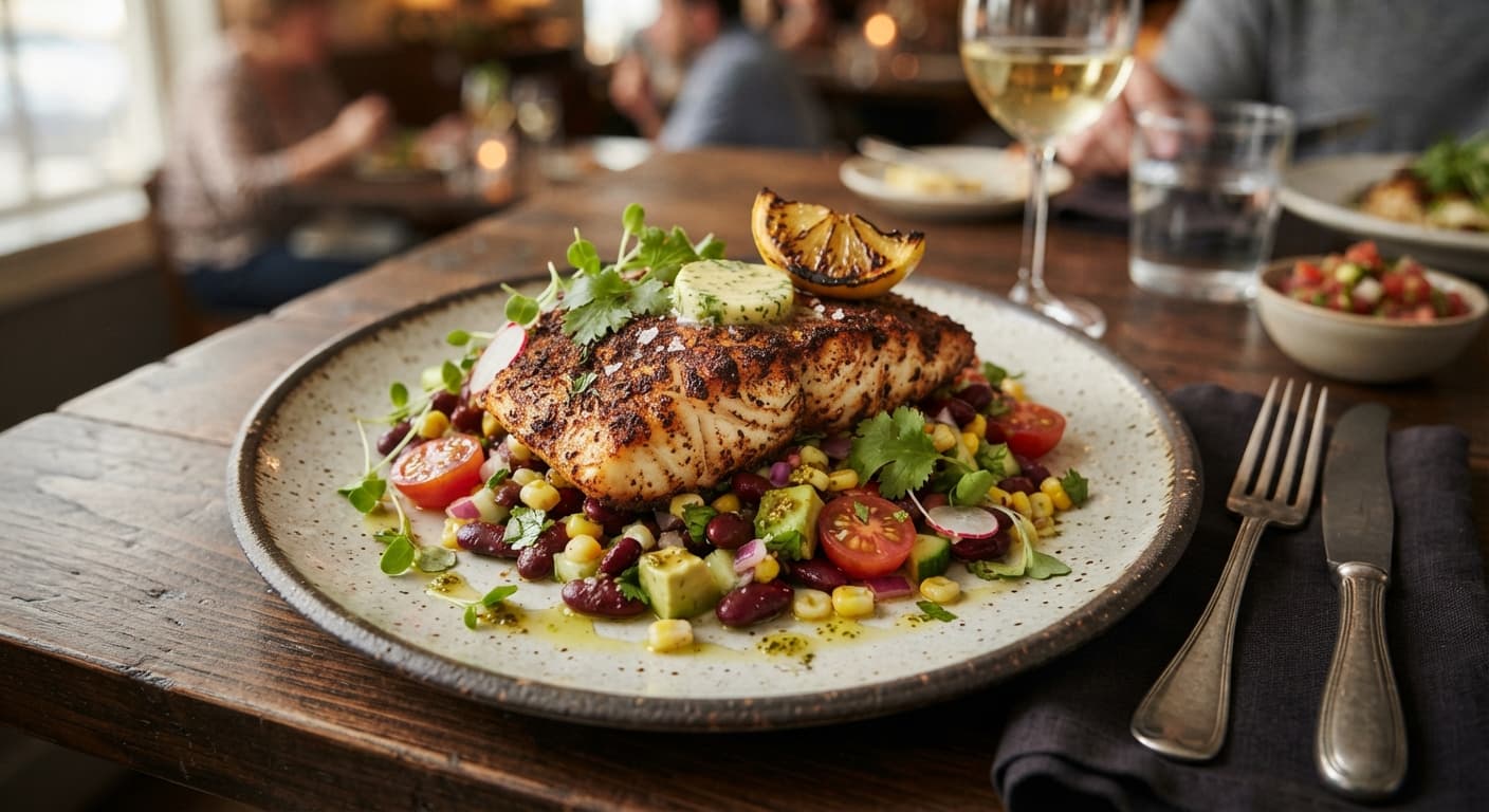 Blackened Cod with Kidney Bean Salad