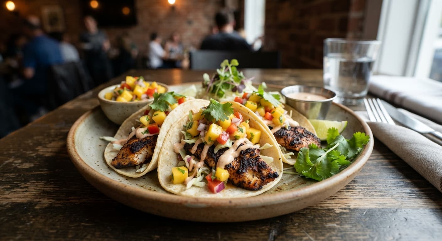 Blackened Fish Tacos with Mango Salsa