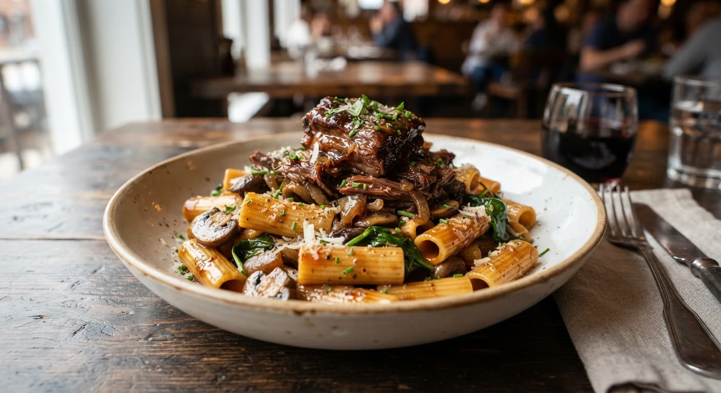 Bourbon‑Glazed Short Ribs Rigatoni