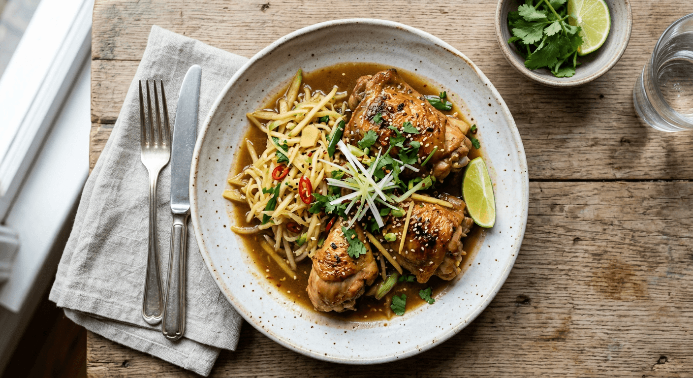 Braised Chicken with Green Papaya and Ginger