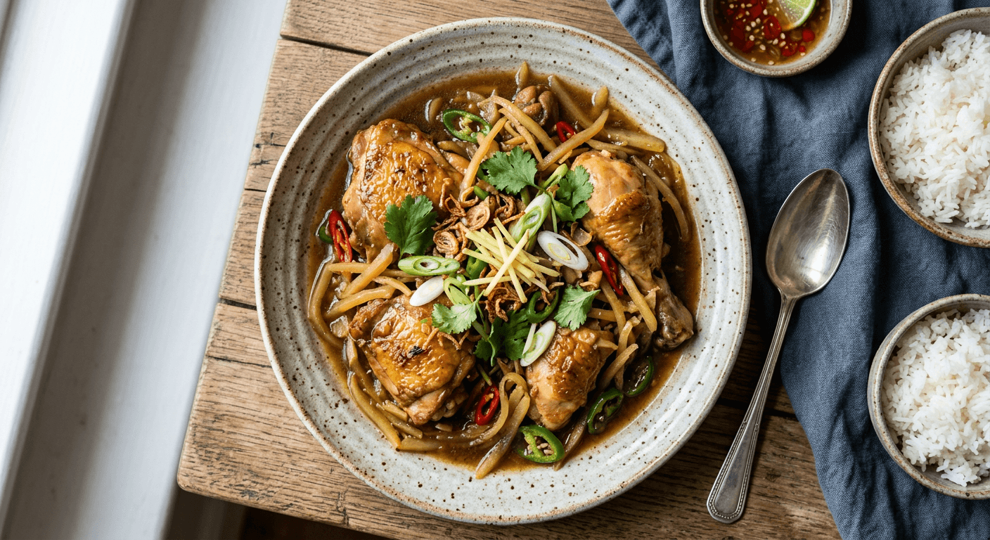 Braised Chicken With Green Papaya And Ginger