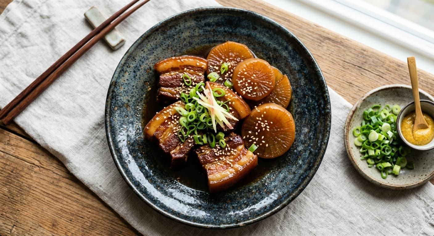 Braised Pork Belly Kakuni with Daikon