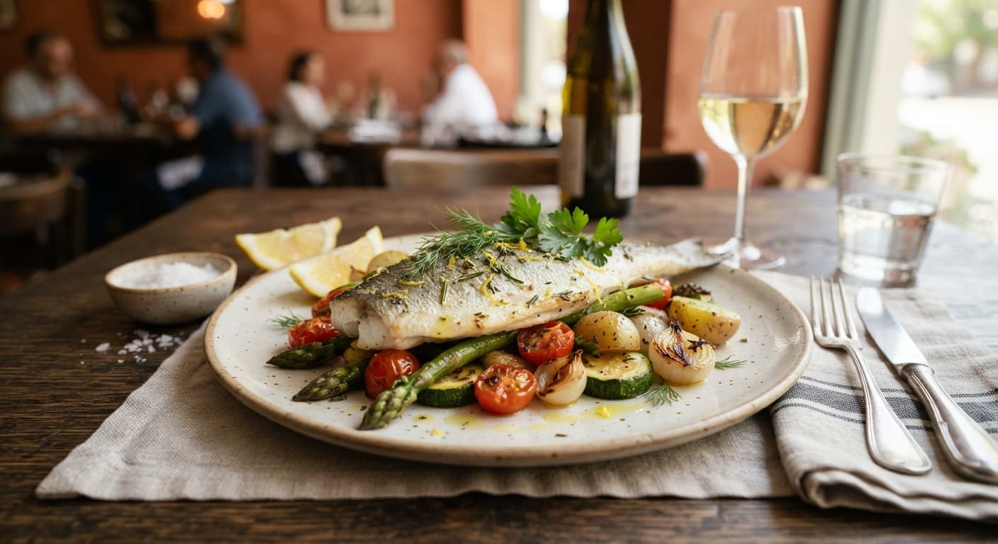 Branzino al Sale con Verdure di Stagione