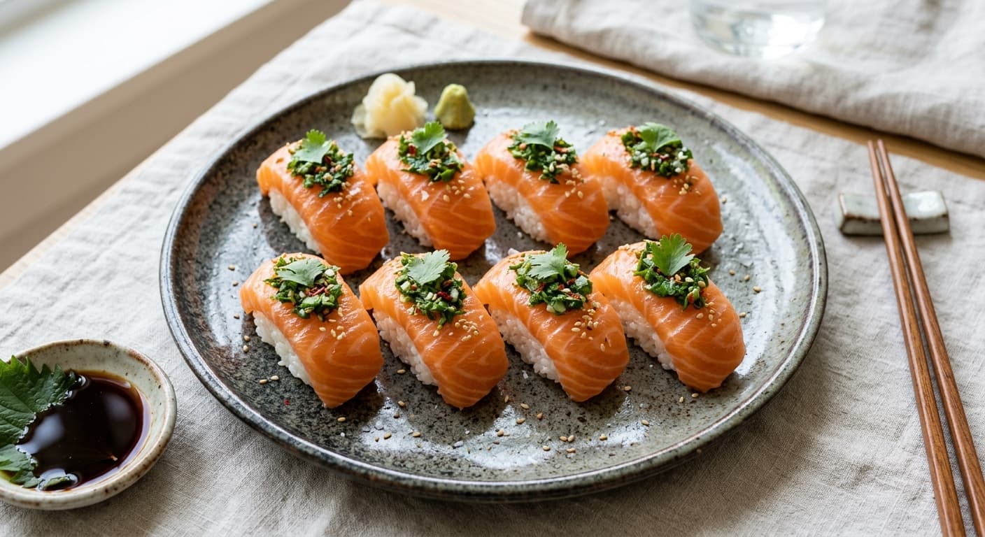 Brazilian Chimichurri Salmon Nigiri