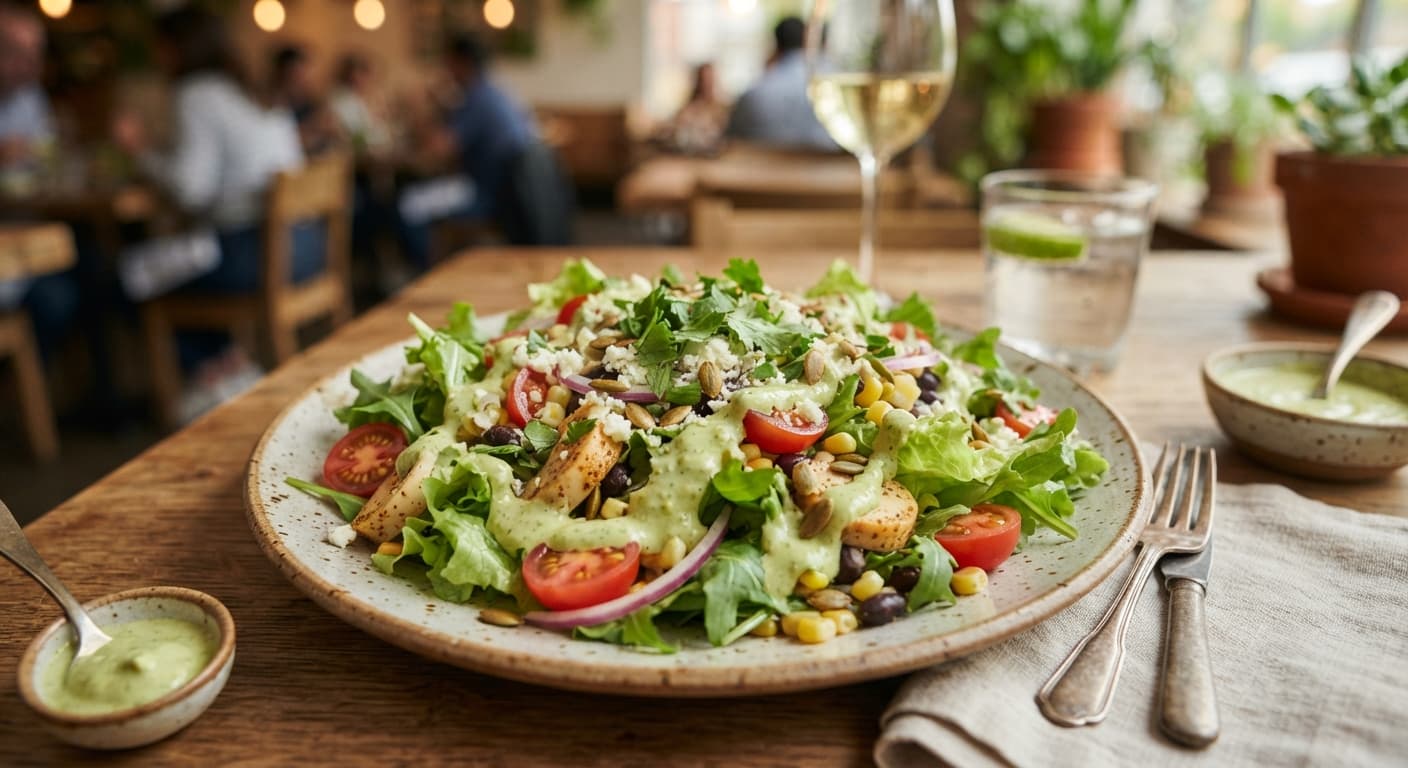 Brazilian Lettuce Salad with Mexican Avocado‑Cilantro Lime Cream