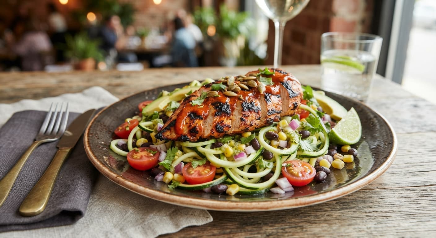 Brazilian Zucchini Noodle Salad with Piri‑Piri Chicken