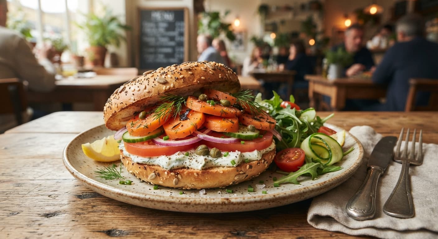 British-style Smoked Salmon‑Free Lox & Tomato Bagel (Gluten‑Free)