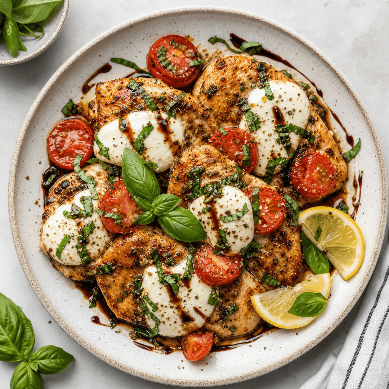 Caprese Chicken Skillet with Lemon Basil