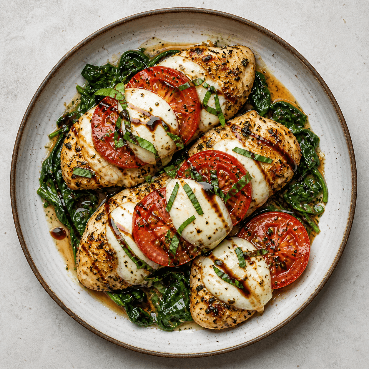 Caprese Chicken Skillet with Spinach