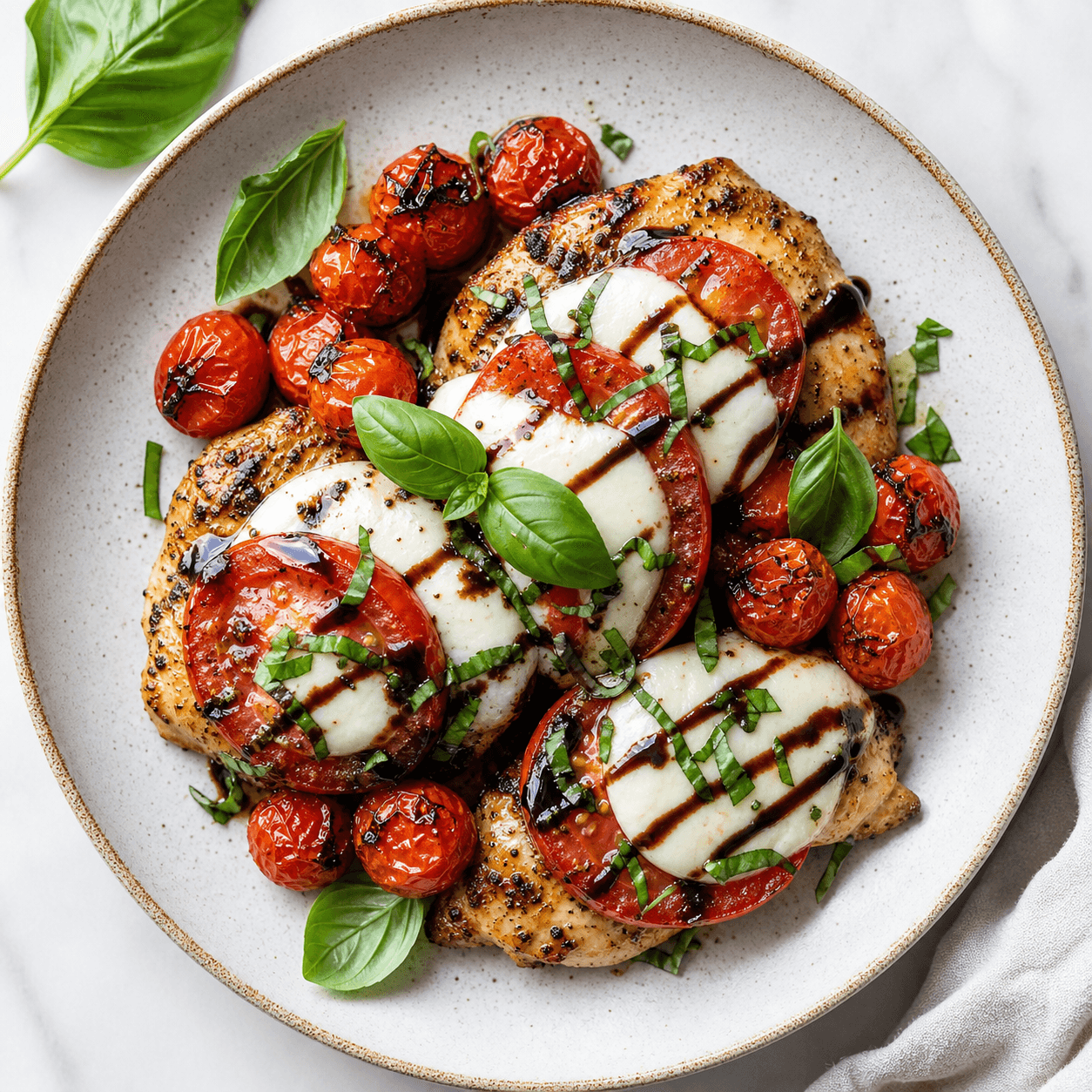 Caprese Chicken with Roasted Cherry Tomatoes