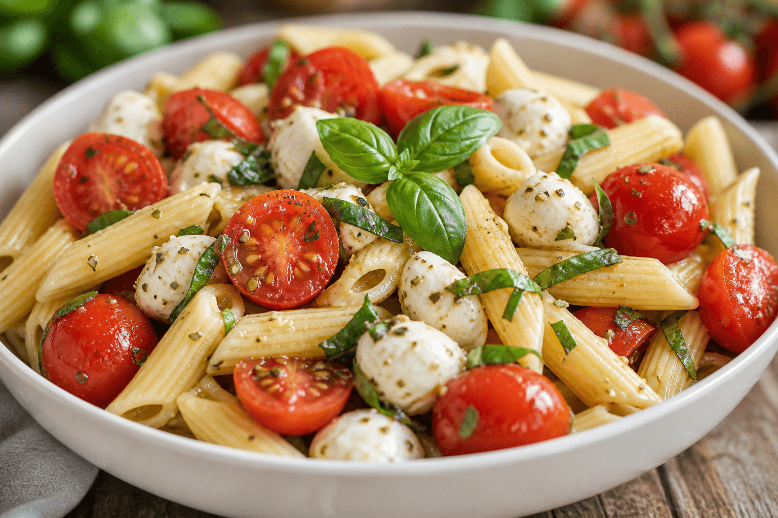 Caprese Tomato Basil Mozzarella Pasta Salad