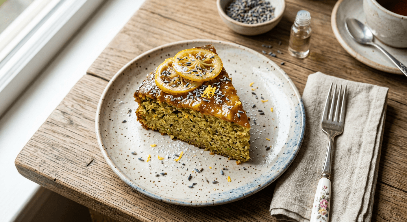 Caramelized Lemon Lavender Zucchini Cake