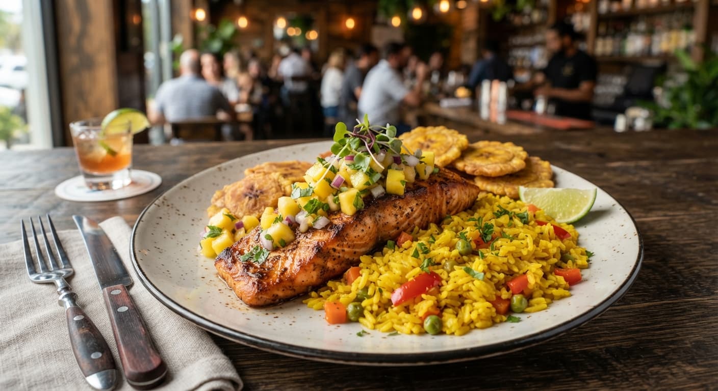 Caribbean Salmon with Yellow Rice