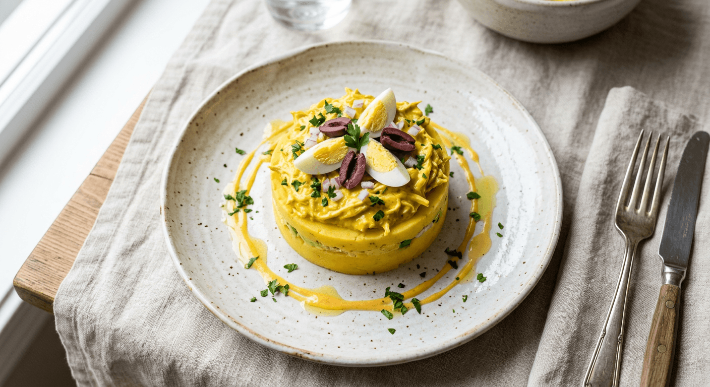 Causa Rellena with Ají de Gallina