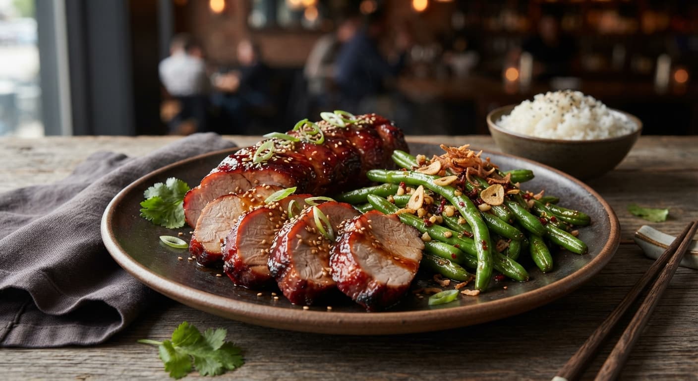 Char Siu‑Infused Pork Tenderloin with Garlic‑Green Bean Stir‑Fry