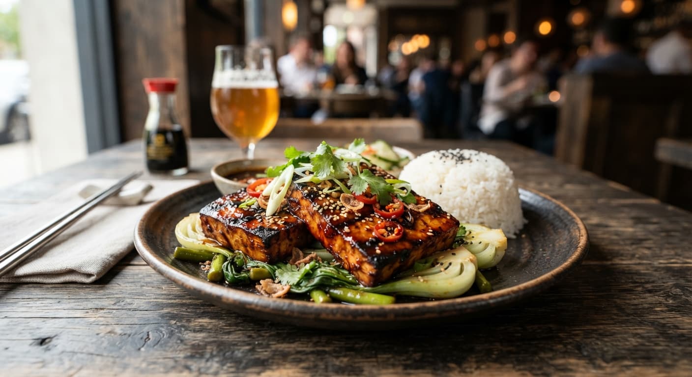 Char Siu‑Infused Tofu Steaks