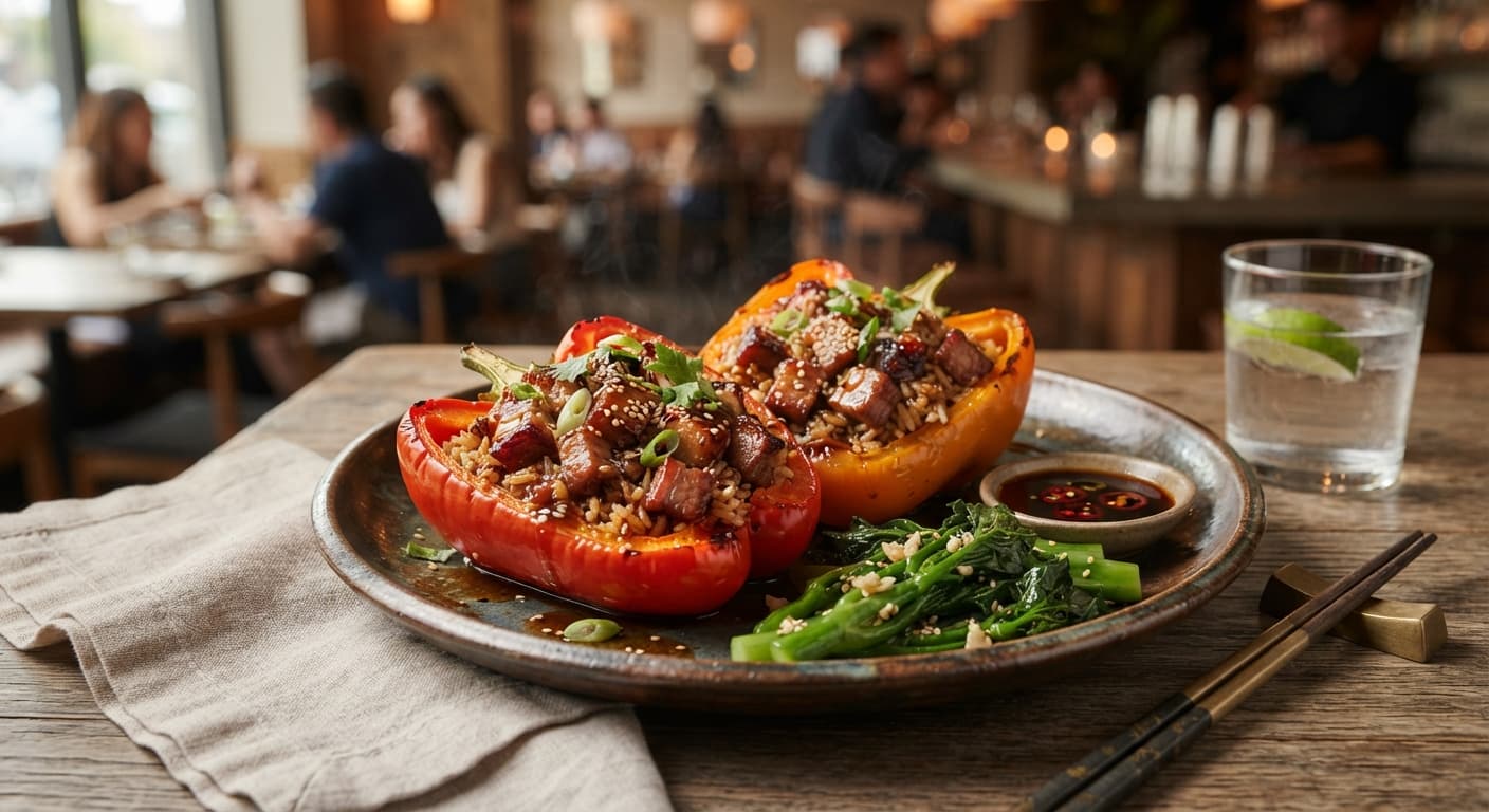 Char Siu Pork Shoulder Stuffed Bell Peppers