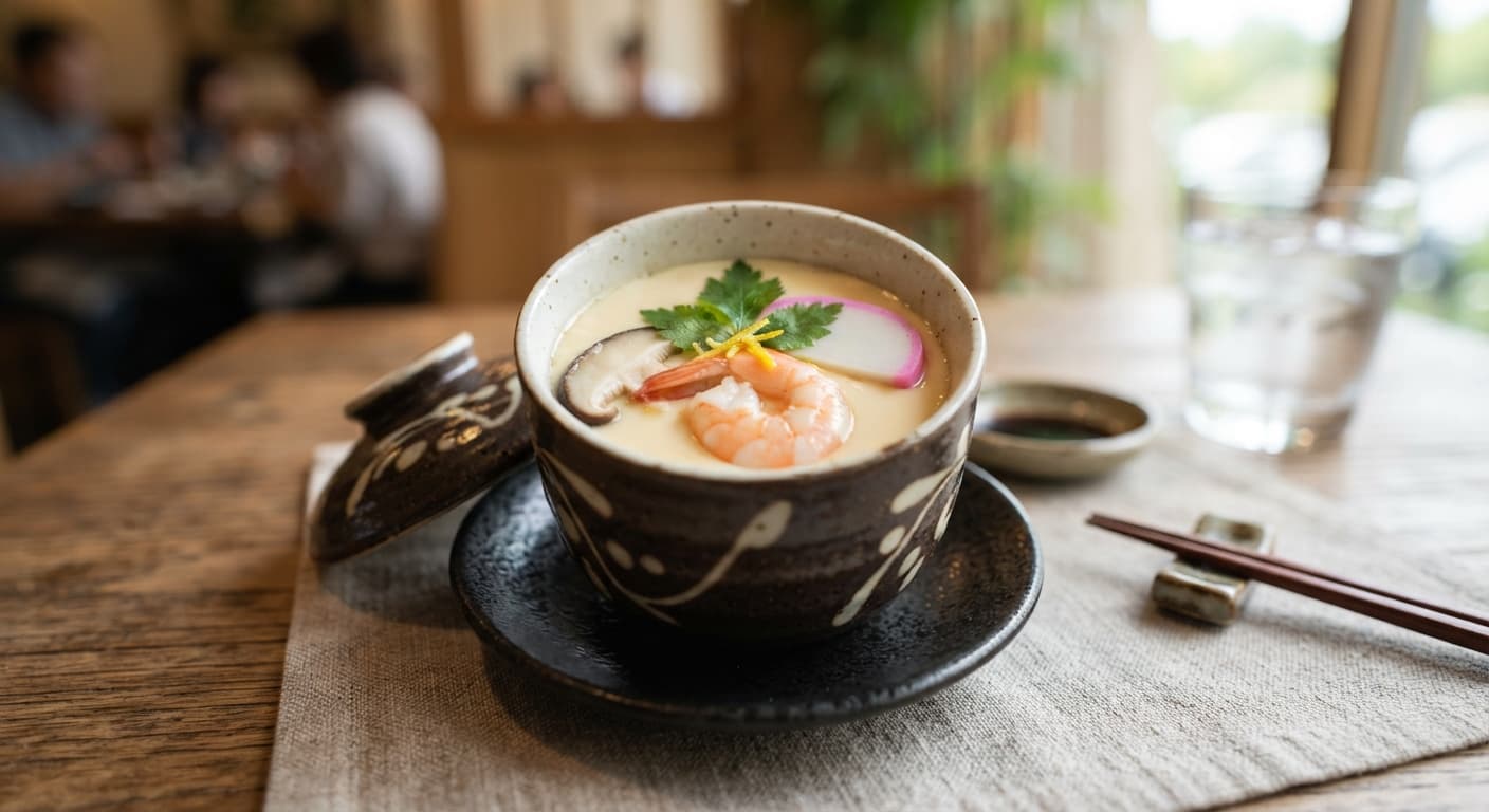 Chawanmushi with Shrimp and Shiitake