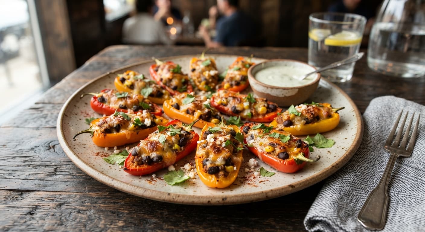 Cheddar and Black Bean Stuffed Pepper Bites