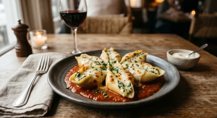 Cheesy Spinach Stuffed Pasta Shells