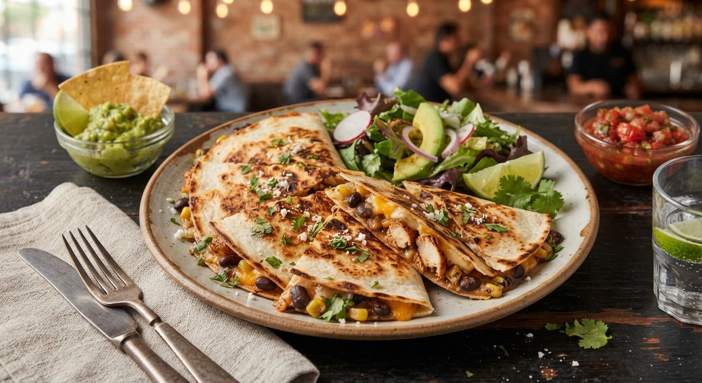 Chicken and Black Bean Quesadilla Wedges