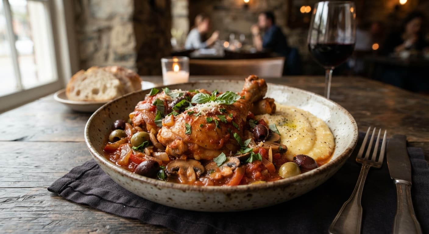 Chicken Cacciatora with Porcini and Olives