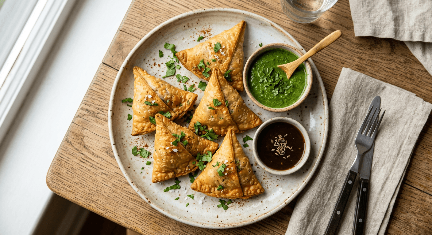 Chickpea and Roasted Pepper Samosas
