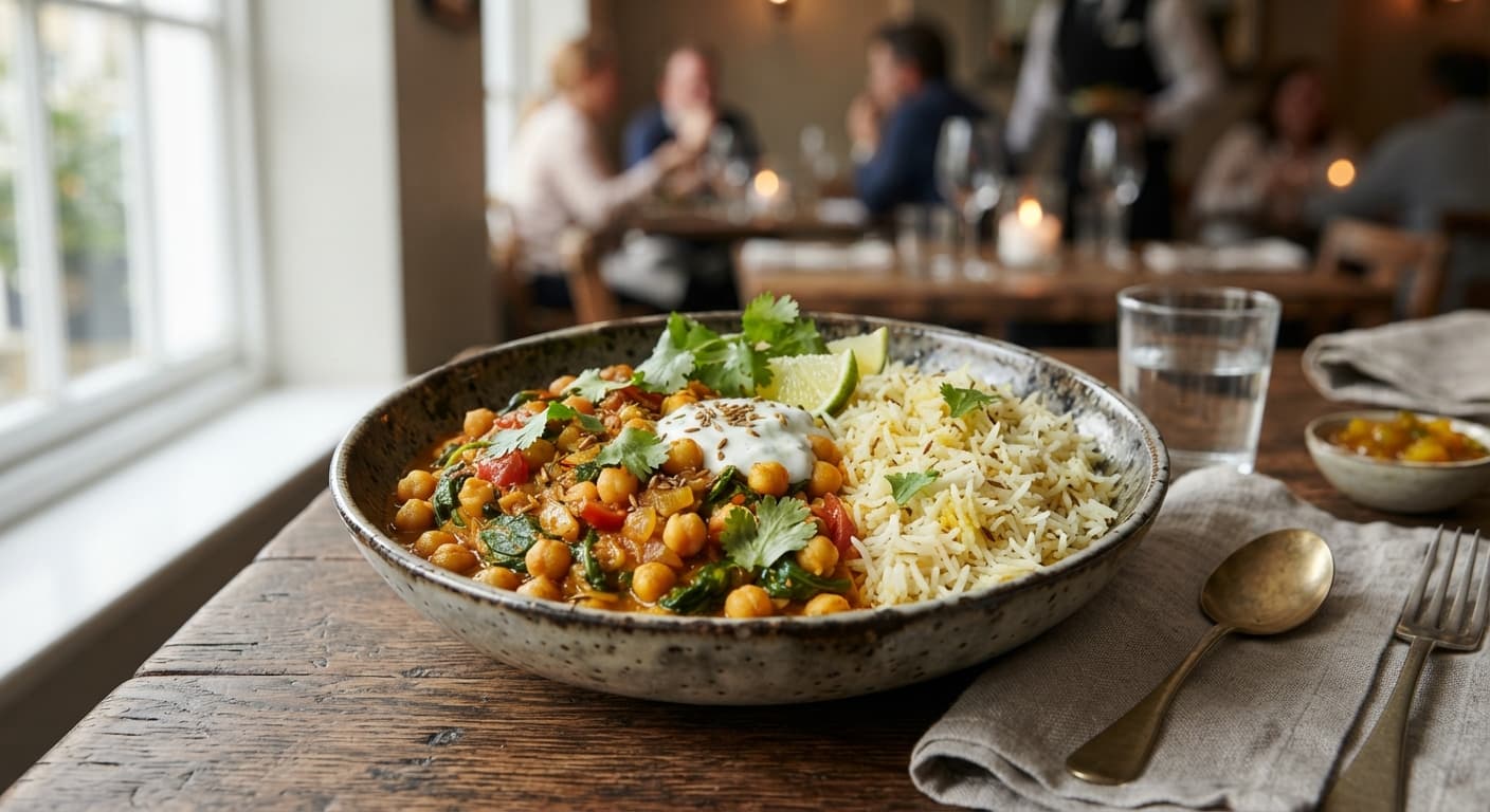Chickpea and Spinach Curry with Basmati Rice