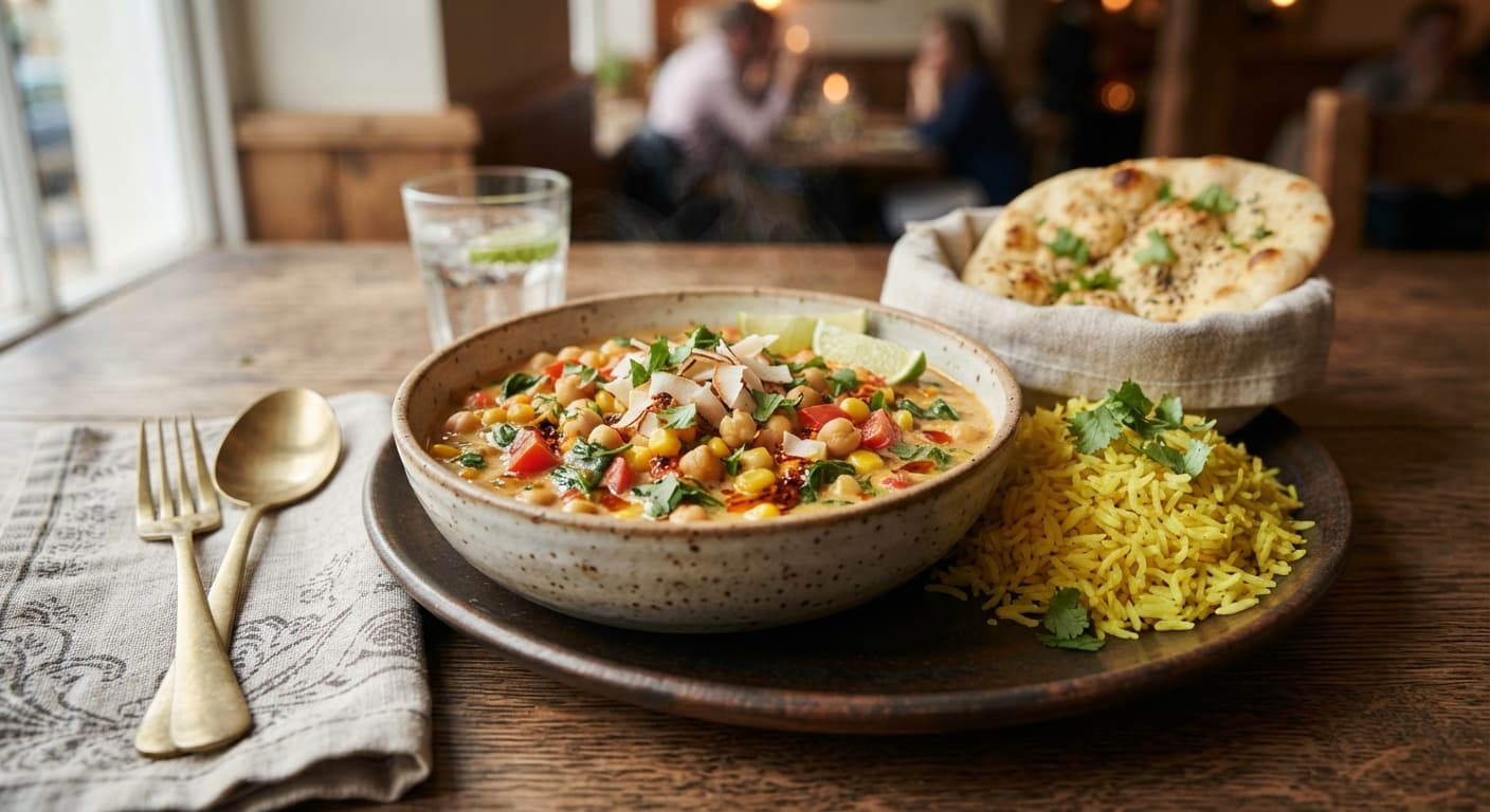 Chickpea & Coconut Curry with Corn