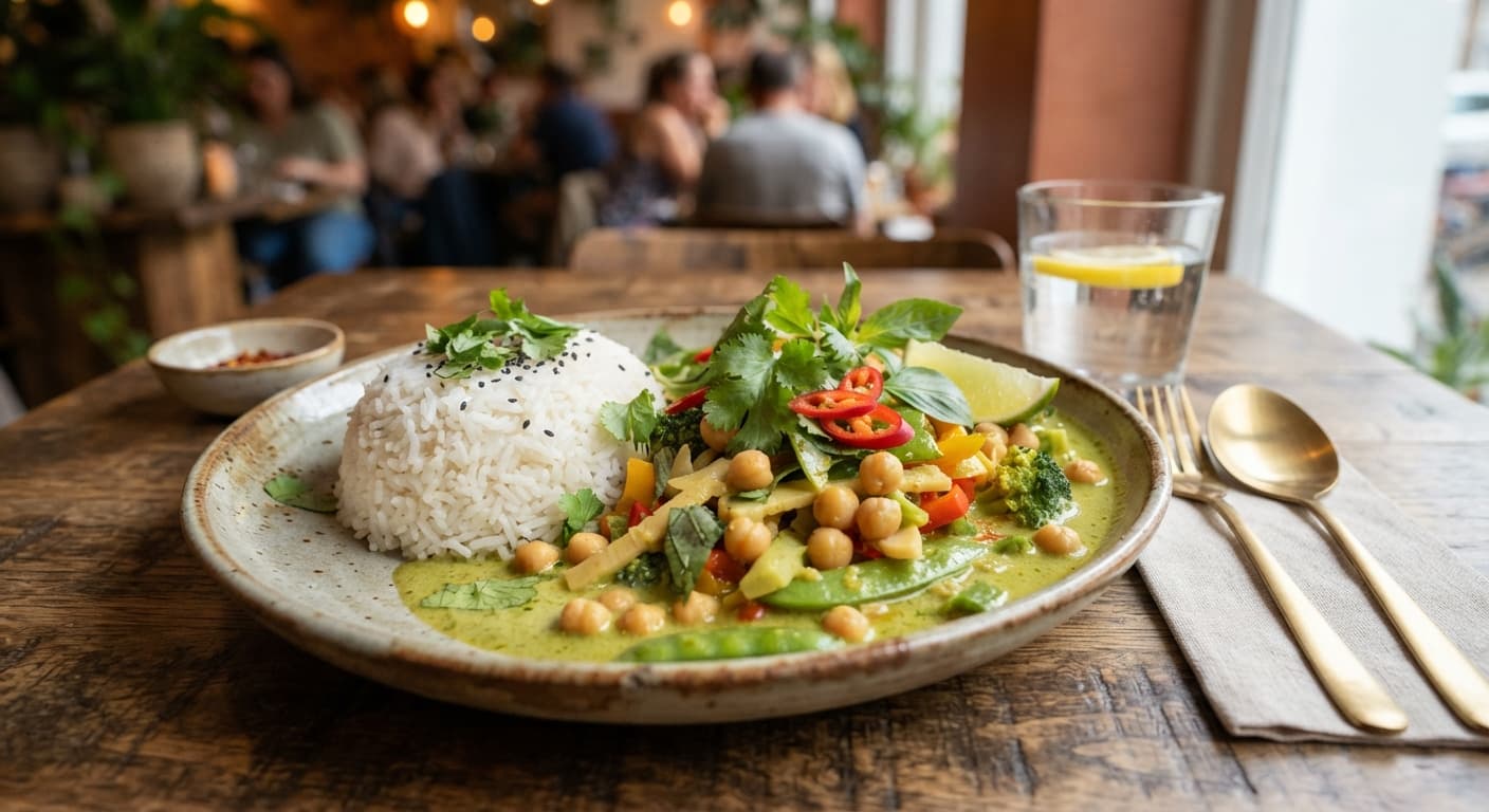 Chickpea Green Curry with Jasmine Rice