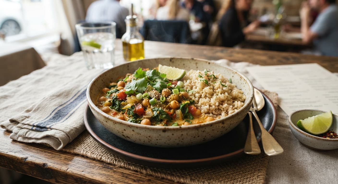 Chickpea & Spinach Curry with Brown Rice