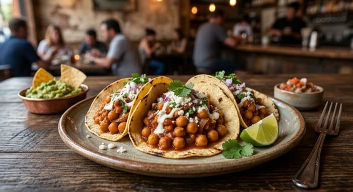 Chickpea Tinga Tacos (Chipotle Tomato Sauce)