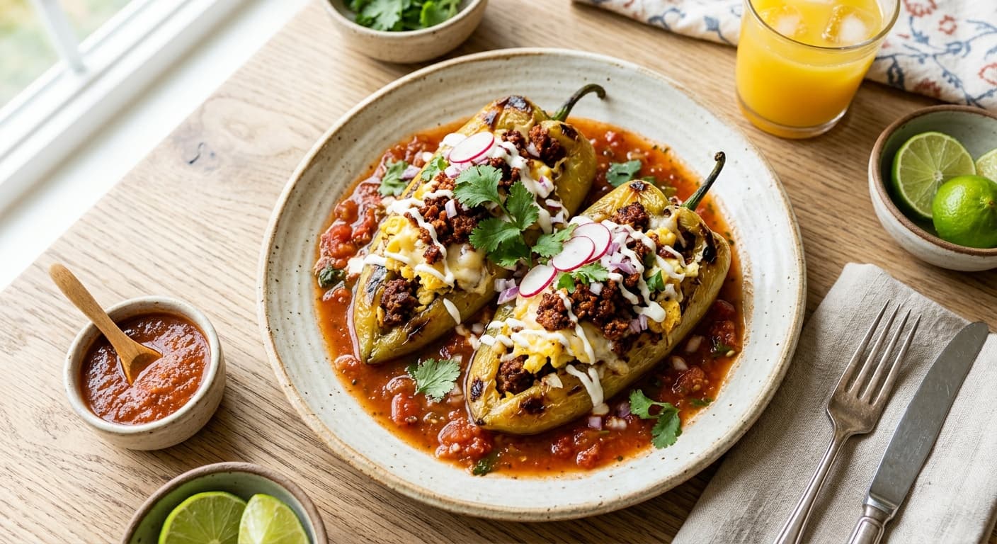 Chiles Rellenos de Desayuno with House-Made Chorizo