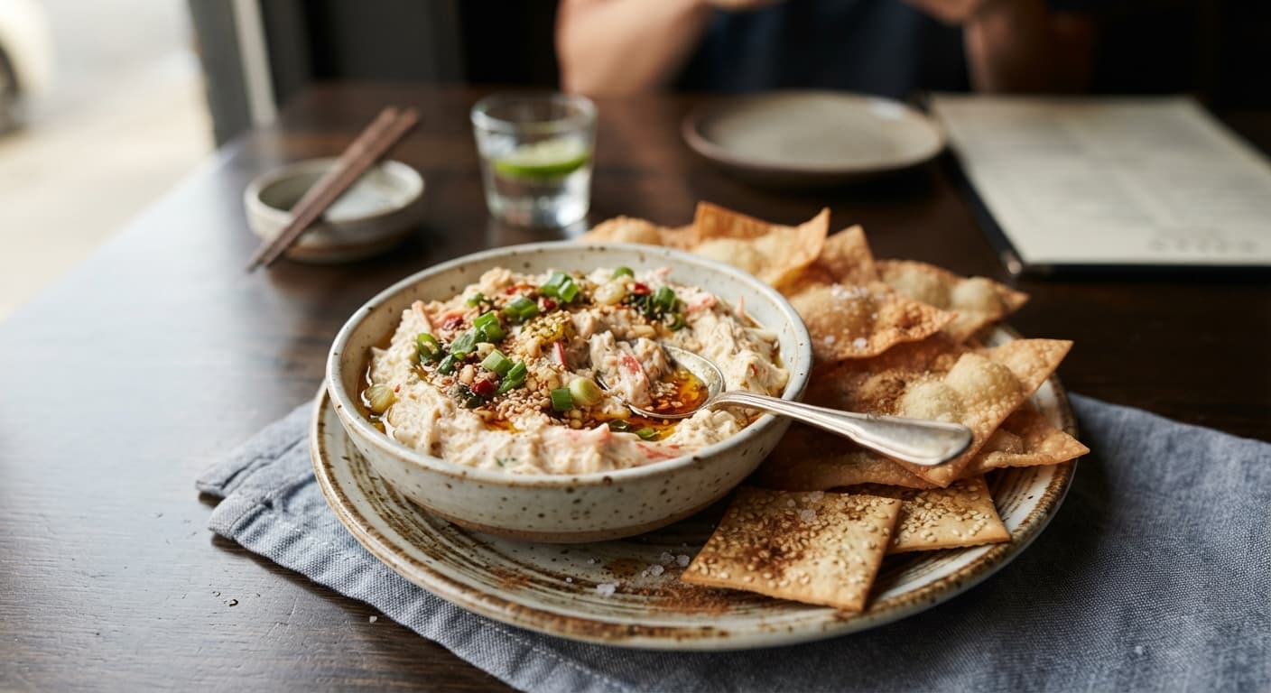 Chinese Five‑Spice Imitation Crab Dip with Scallion Oil