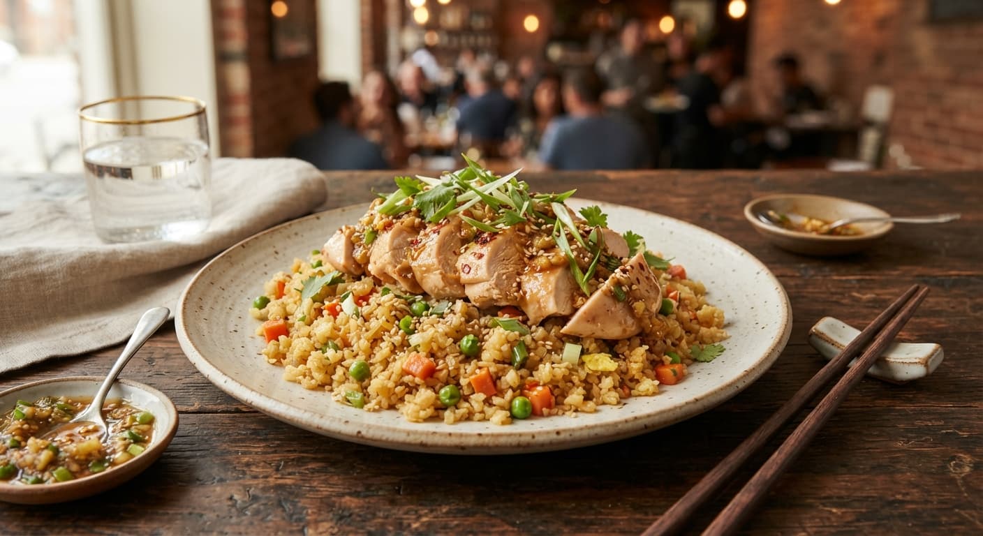 Chinese Ginger-Scallion Chicken with Cauliflower Rice