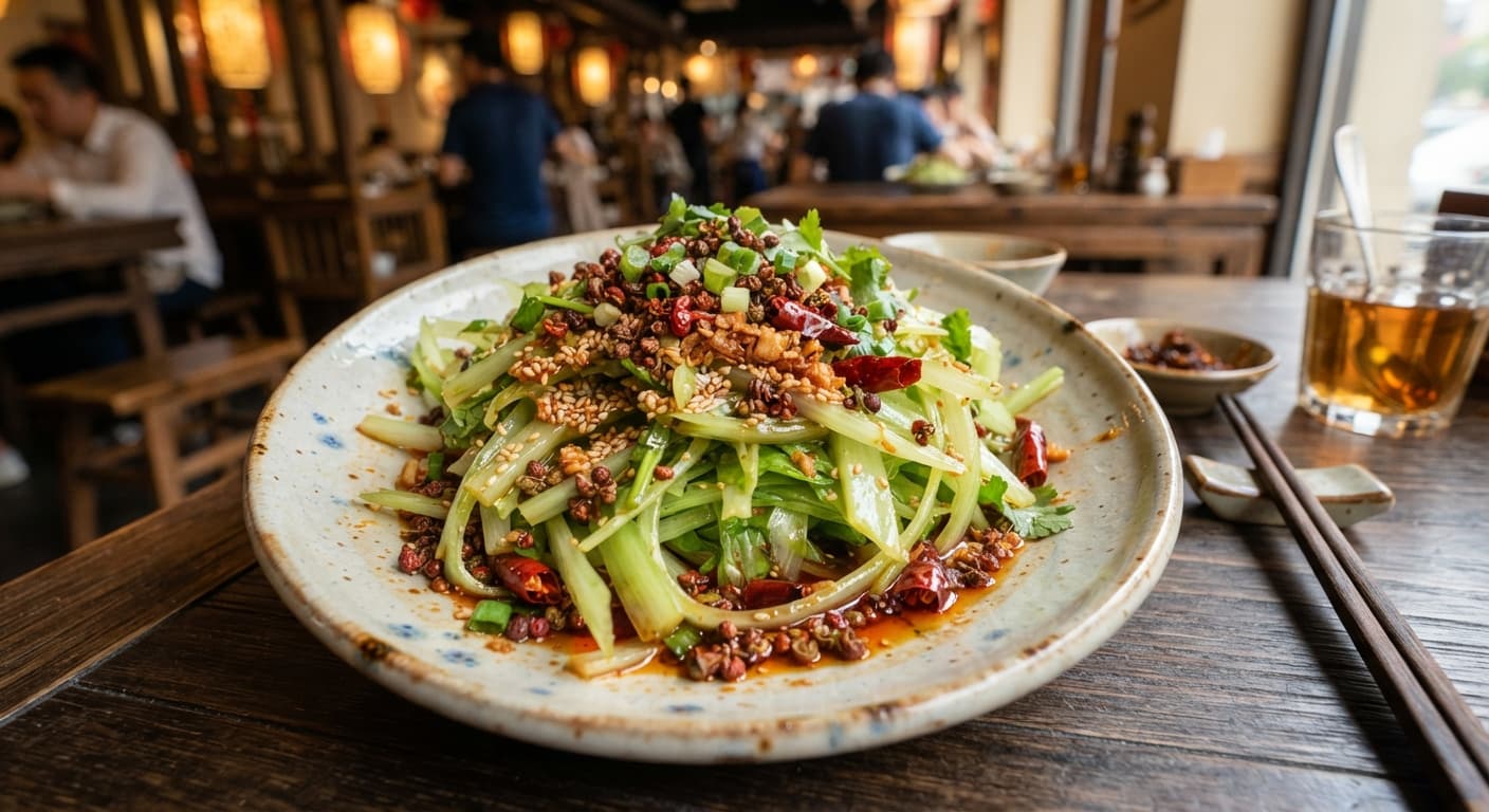 Chinese Sichuan Brazilian Lettuce Salad with Peppercorn Oil