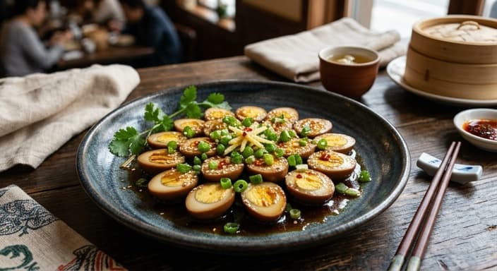 Chinese Soy-Ginger Quail Eggs with Scallions