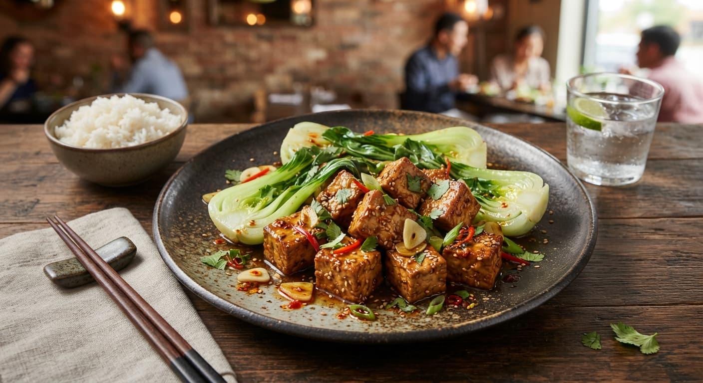 Chinese‑Style Stir‑Fried Tofu‑Free “Tofu” (Hemp‑Based) with Bok Choy