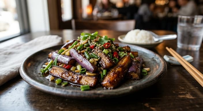 Chinnese Eggplant and Green Onion Soy Glaze