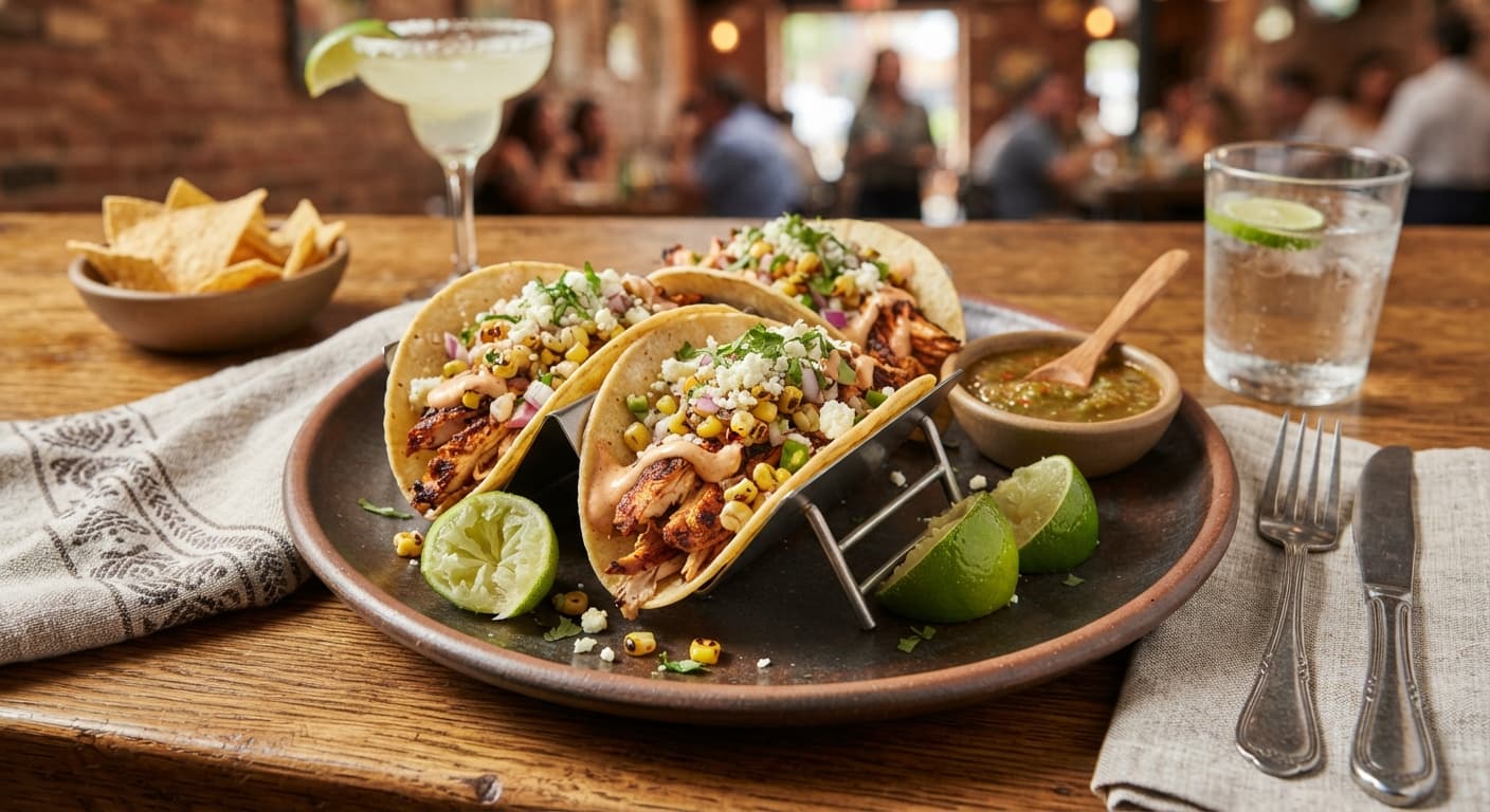 Chipotle Chicken Tacos with Charred Corn Salsa