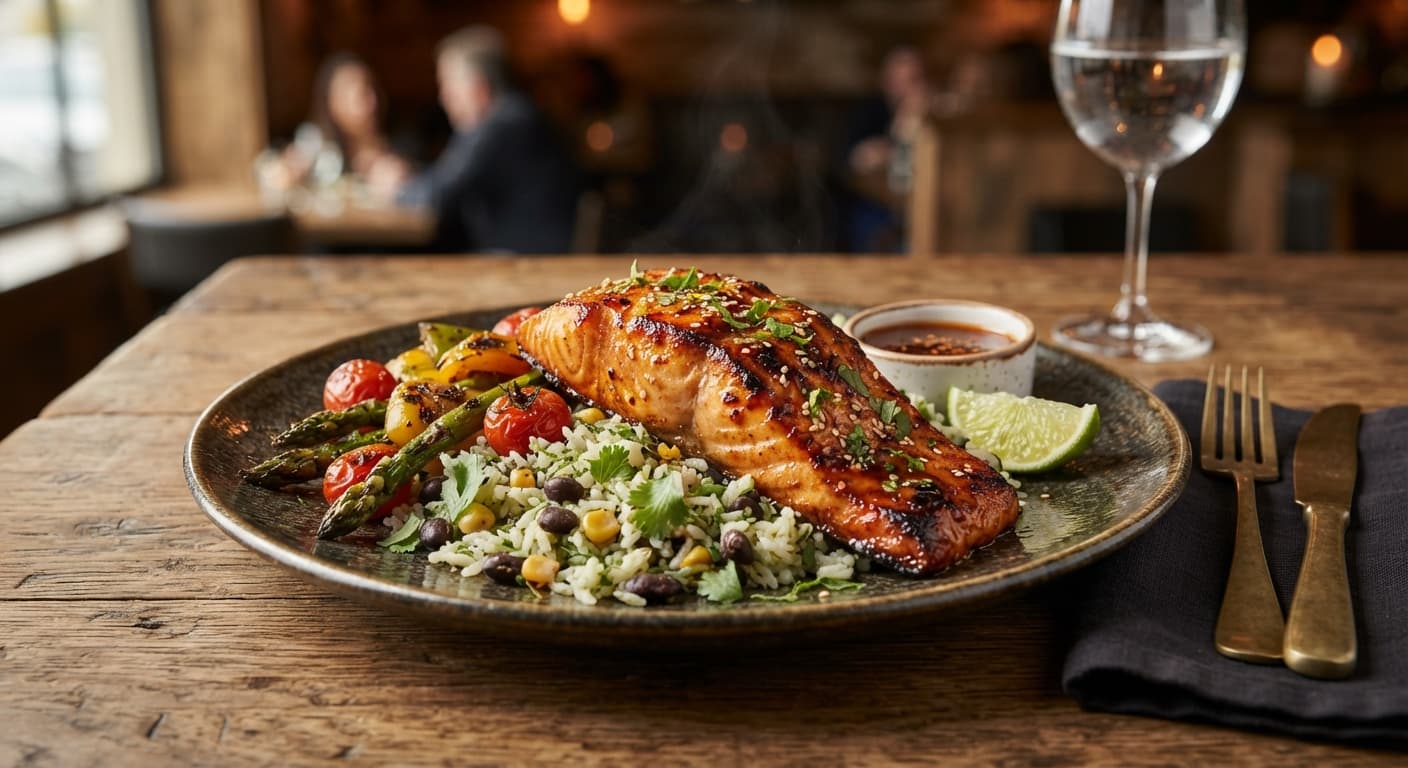 Chipotle Honey Glazed Salmon with Rice