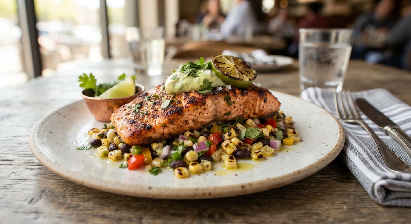 Chipotle-Lime Grilled Salmon with Charred Corn-Style Salsa