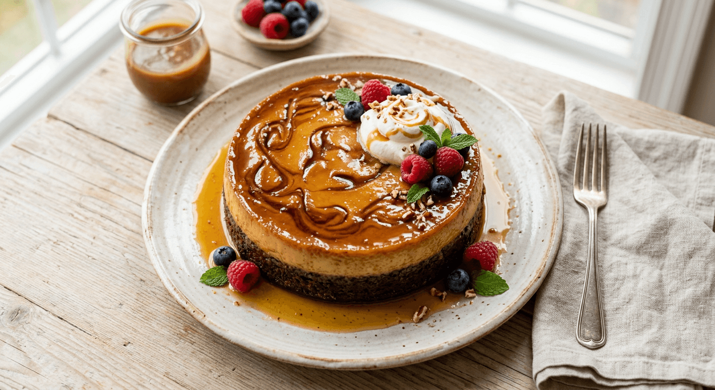 Chocoflan With Dulce De Leche Swirl