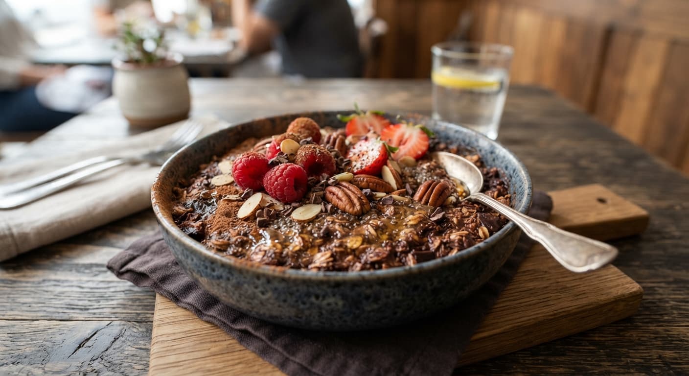 Chocolate Honey Baked Oatmeal with Chia
