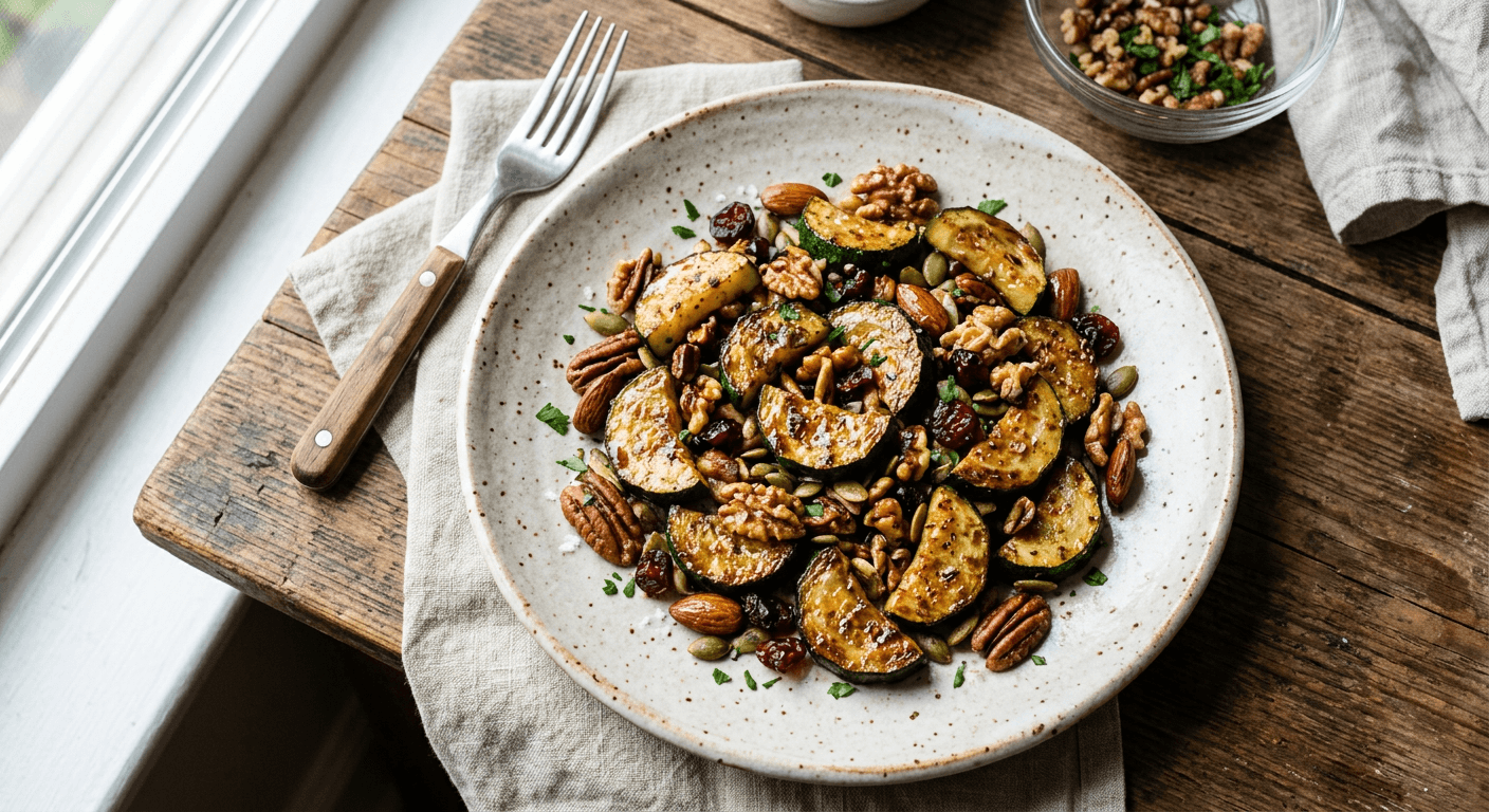 Cinnamon Maple Glazed Zucchini And Nut Medley